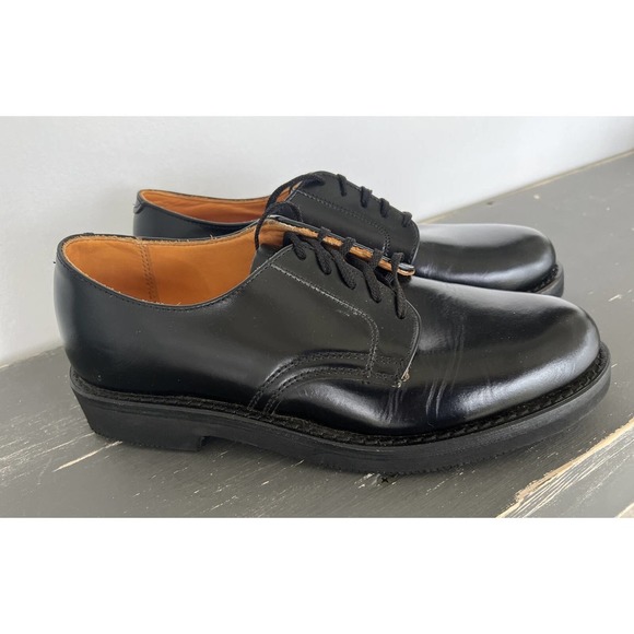 Herman Bootmakers Black Work Shoes Lace Up Neoprene Cushion MENS Size 8D EUC - Picture 2 of 12